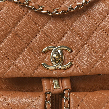 Chanel Shiny Caviar Quilted Medium Duma Pockets Drawstring Backpack Dark Beige 8 of 12