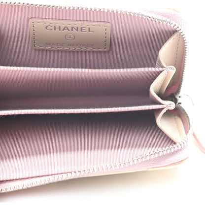 Chanel Metallic Calfskin Quilted Zip Around Coin Purse Wallet Pink 8 of 10