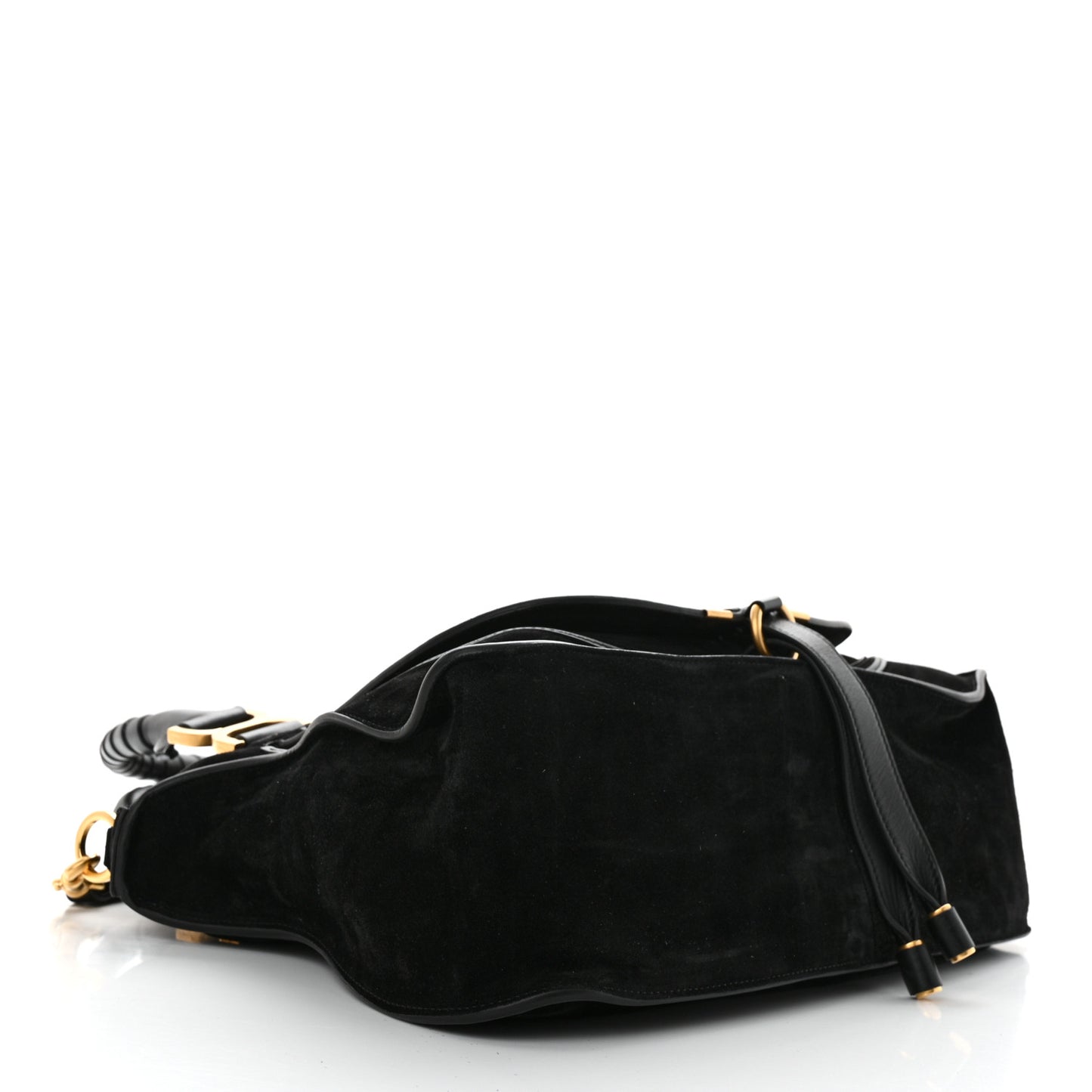 Suede Calfskin Braided Medium Marcie Double Carry Black