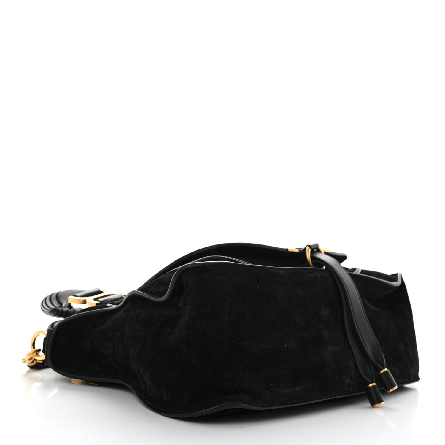 Chloe Suede Calfskin Braided Medium Marcie Double Carry Black 4 of 11