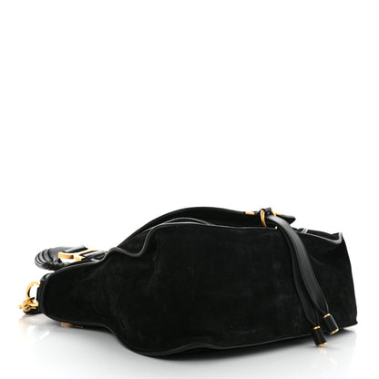 Chloe Suede Calfskin Braided Medium Marcie Double Carry Black 4 of 11