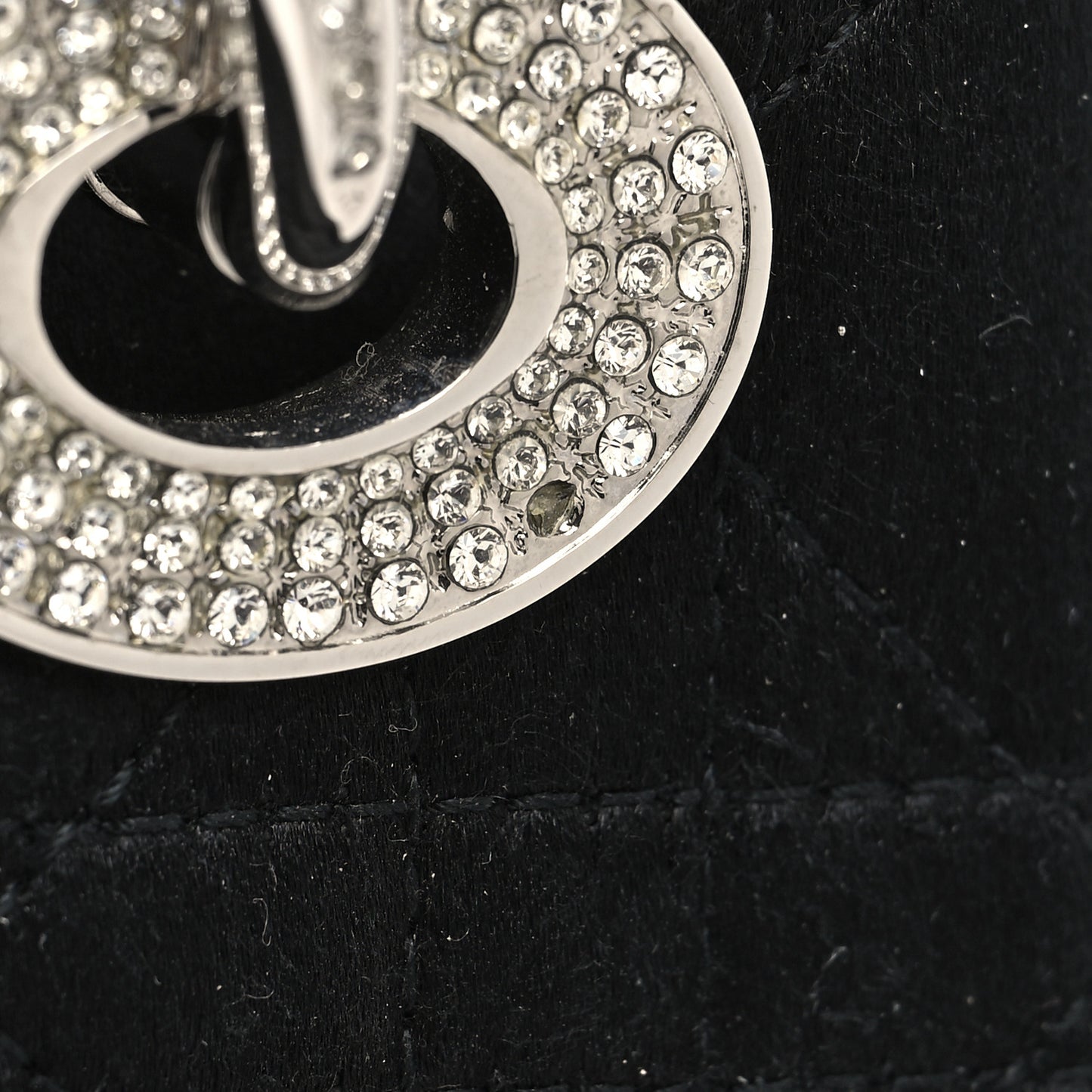 Satin Swarovski Crystal Cannage Mini Lady Dior Black