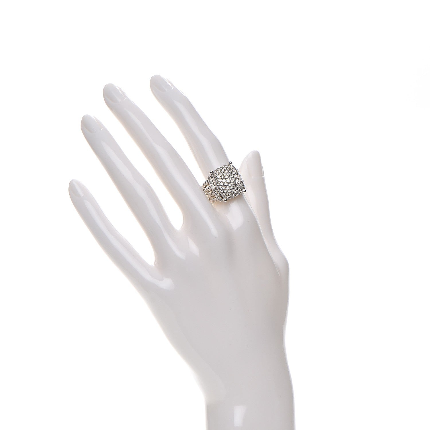 David Yurman Sterling Silver Diamond 16mm Wheaton Ring 52 6 2 of 5