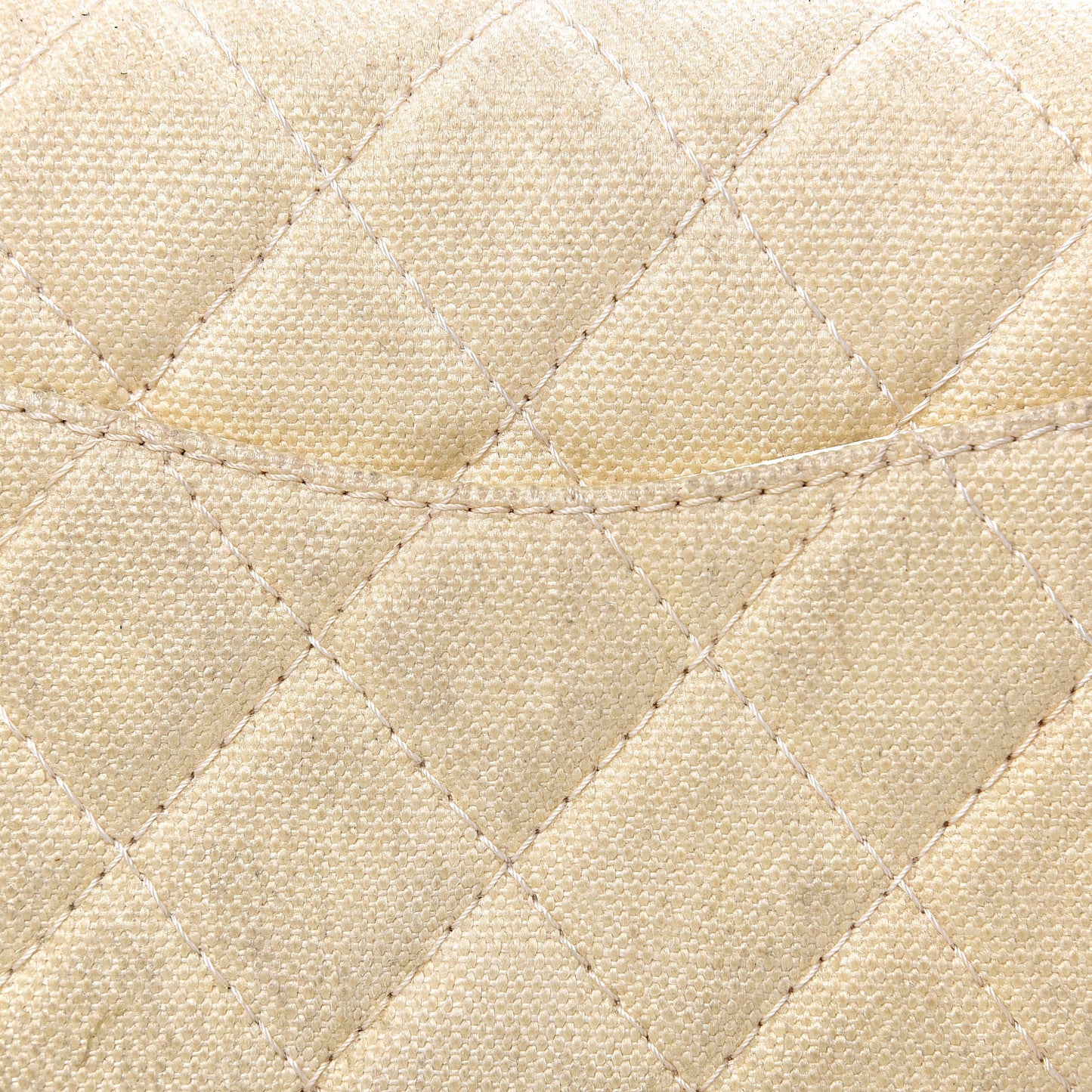 Canvas Quilted Pearl Trim Medium Flap Beige