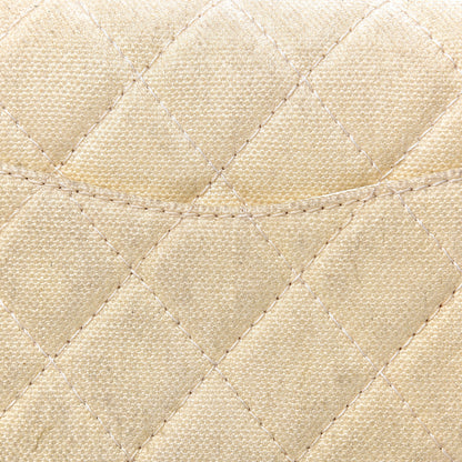 Chanel Canvas Quilted Pearl Trim Medium Flap Beige 10 of 16