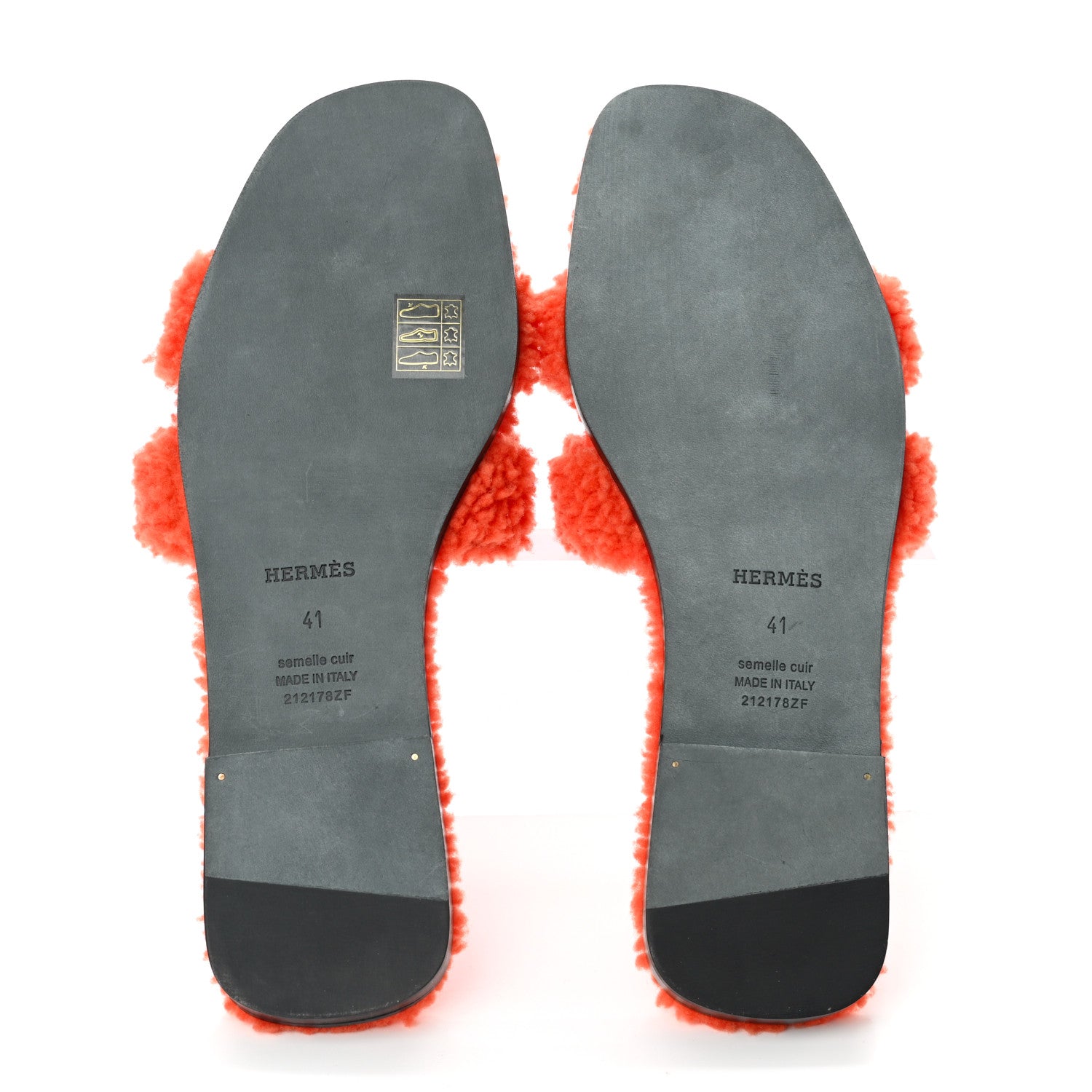 Hermes Woolskin Oran Sandals 41 Orange 5 of 8