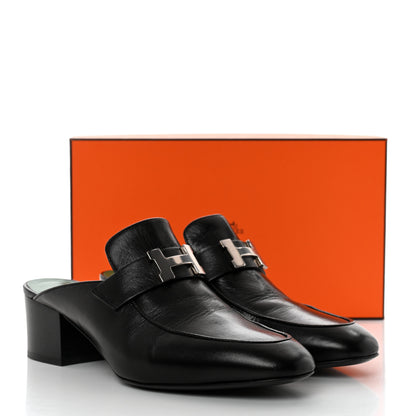 Hermes Goatskin Paradis Mules 37.5 Black 9 of 9