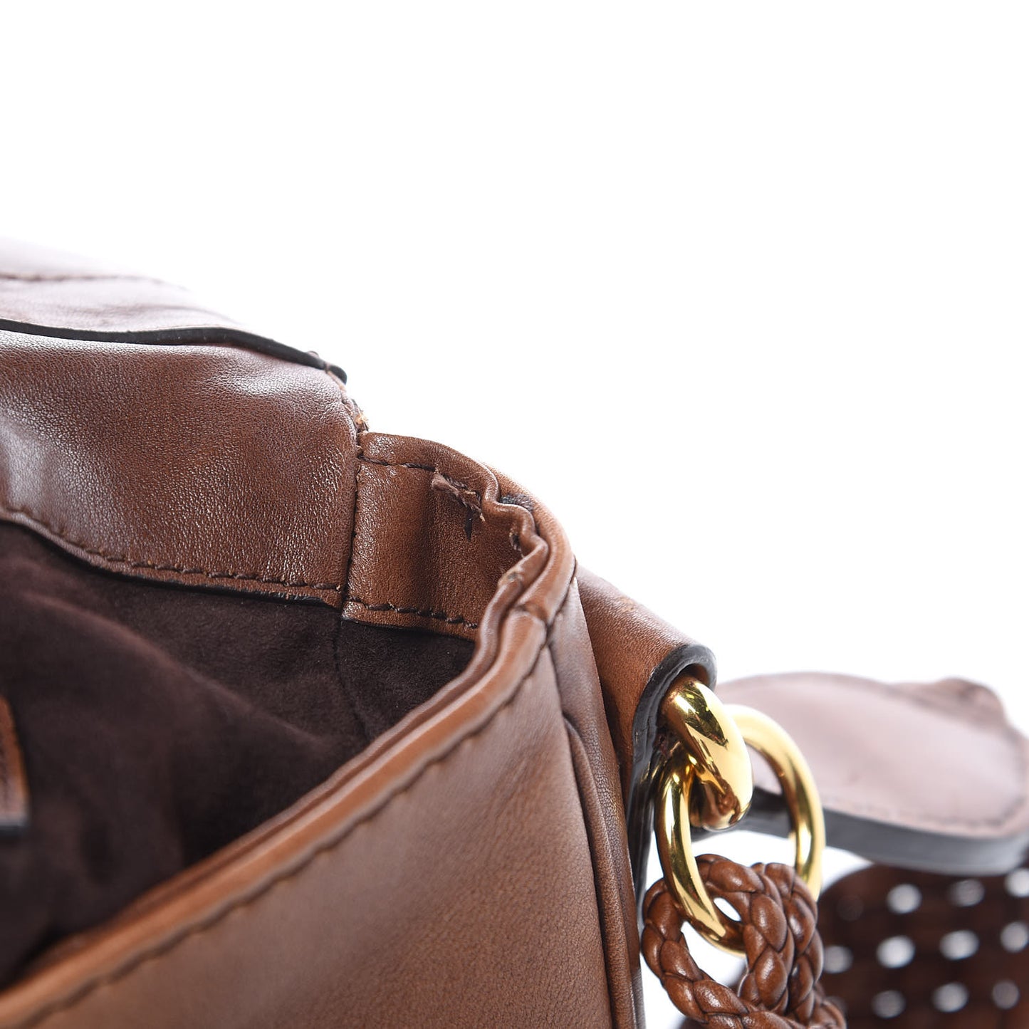 Calfskin Handmade Medium Flap Shoulder Bag Brown