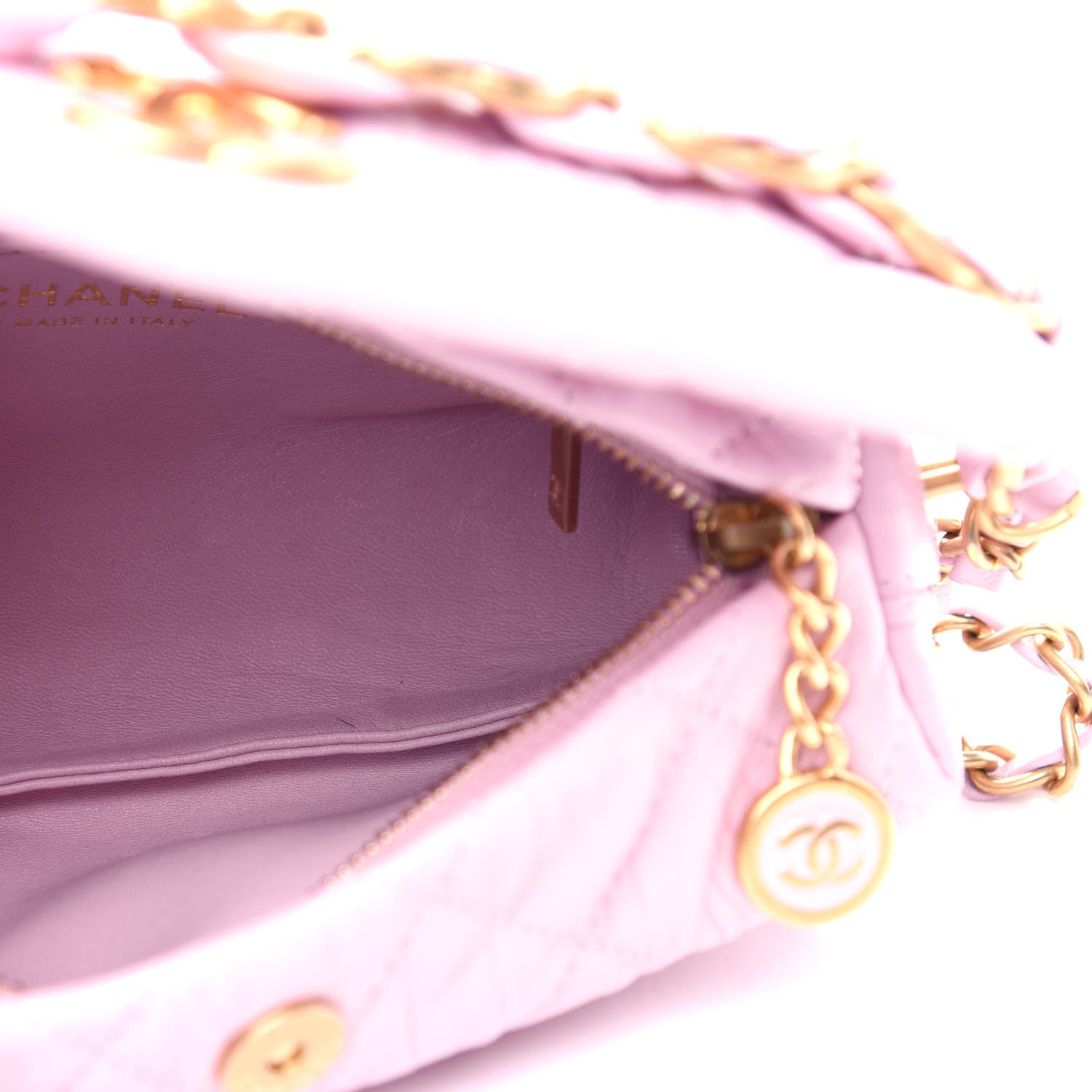 Chanel Crumpled Lambskin Quilted Small CC Links Shoulder Bag Pink 5 of 11