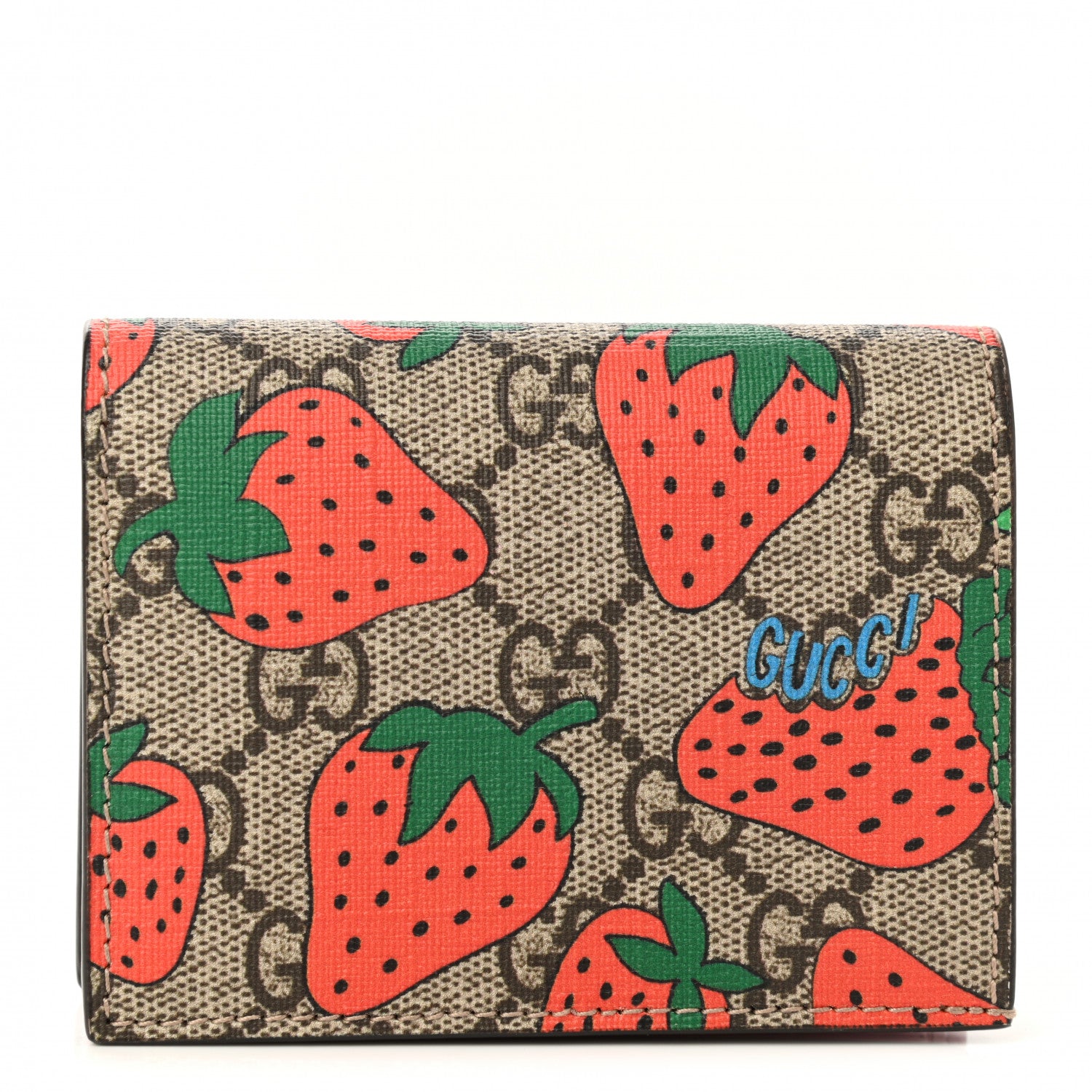 Gucci GG Supreme Monogram Strawberry Card Case 1 of 7