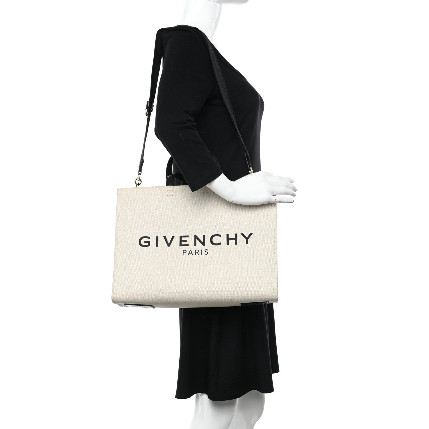 Givenchy Canvas Logo 4G Embossed Medium Tote Beige Black 2 of 14