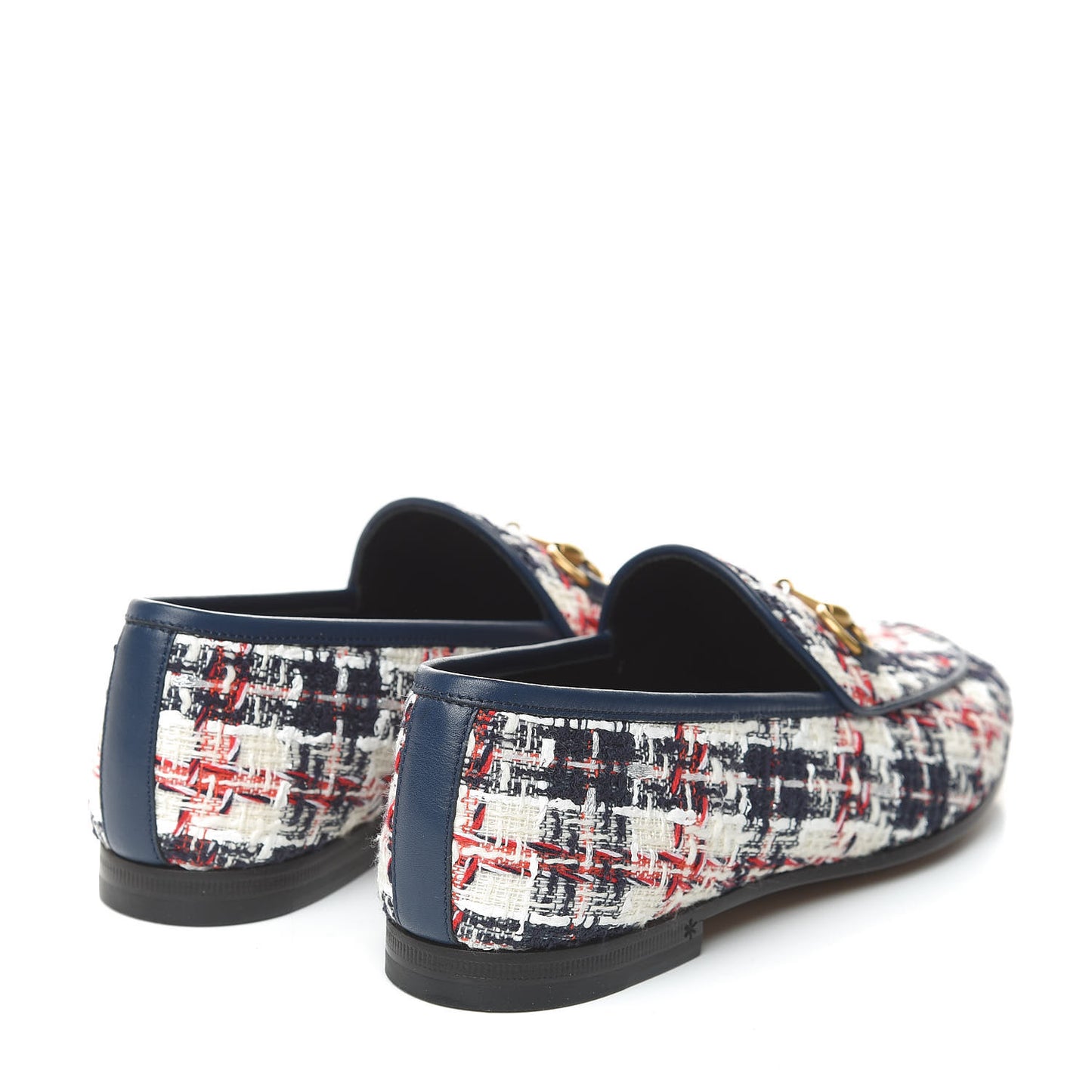 Tweed Check Horsebit Womens Jordaan Loafers 36 Gardenia Ink Blue Agata