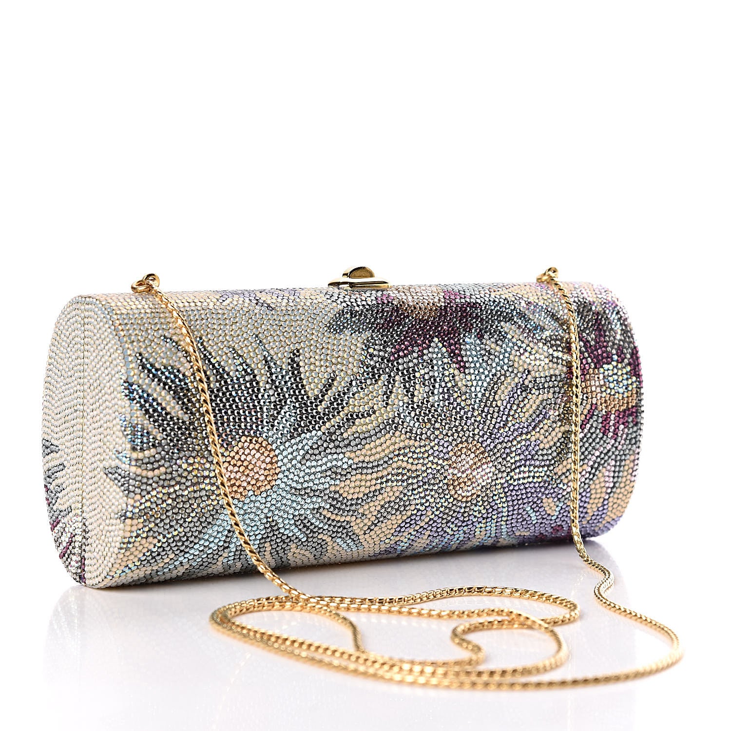 Judith Leiber Swarovski Crystal Floral Minaudiere Clutch Multicolor 4 of 10