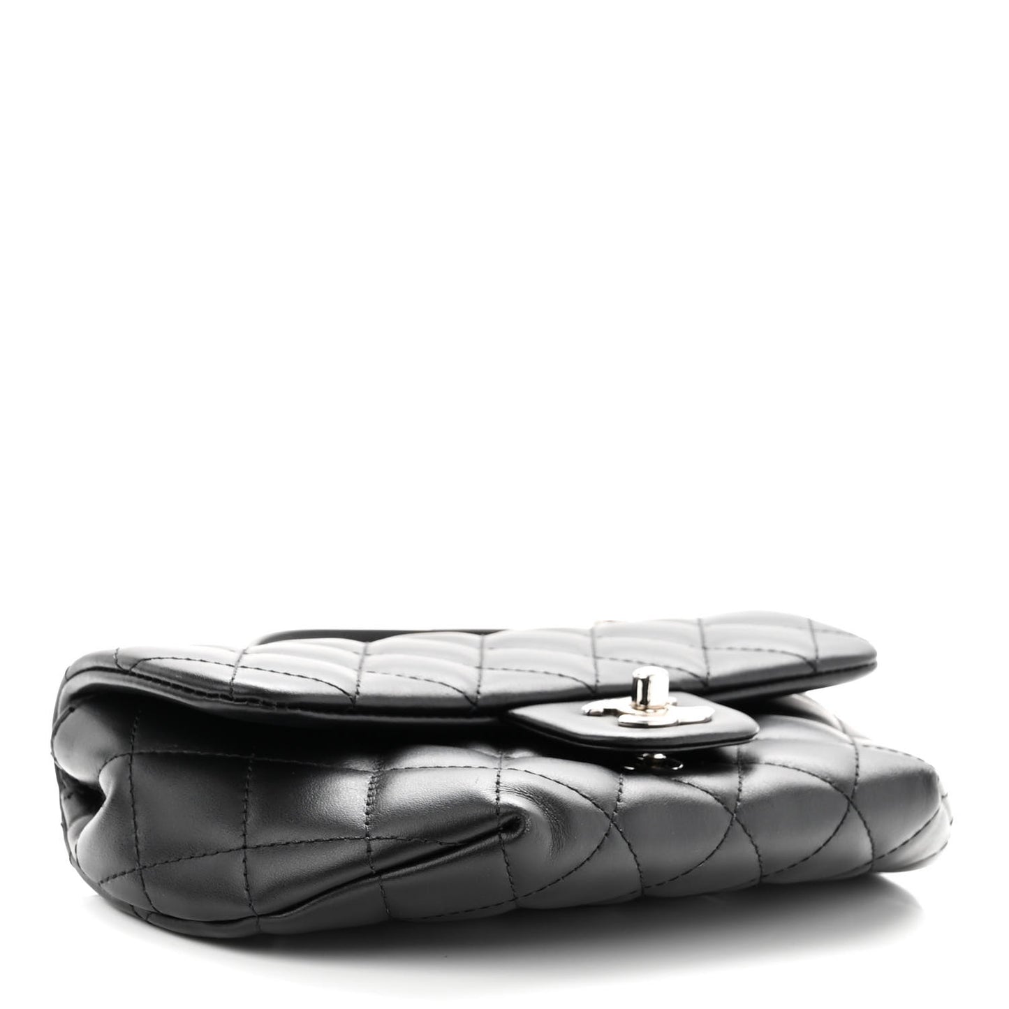 Calfskin Quilted CC Uniform Flap Belt Bag Black