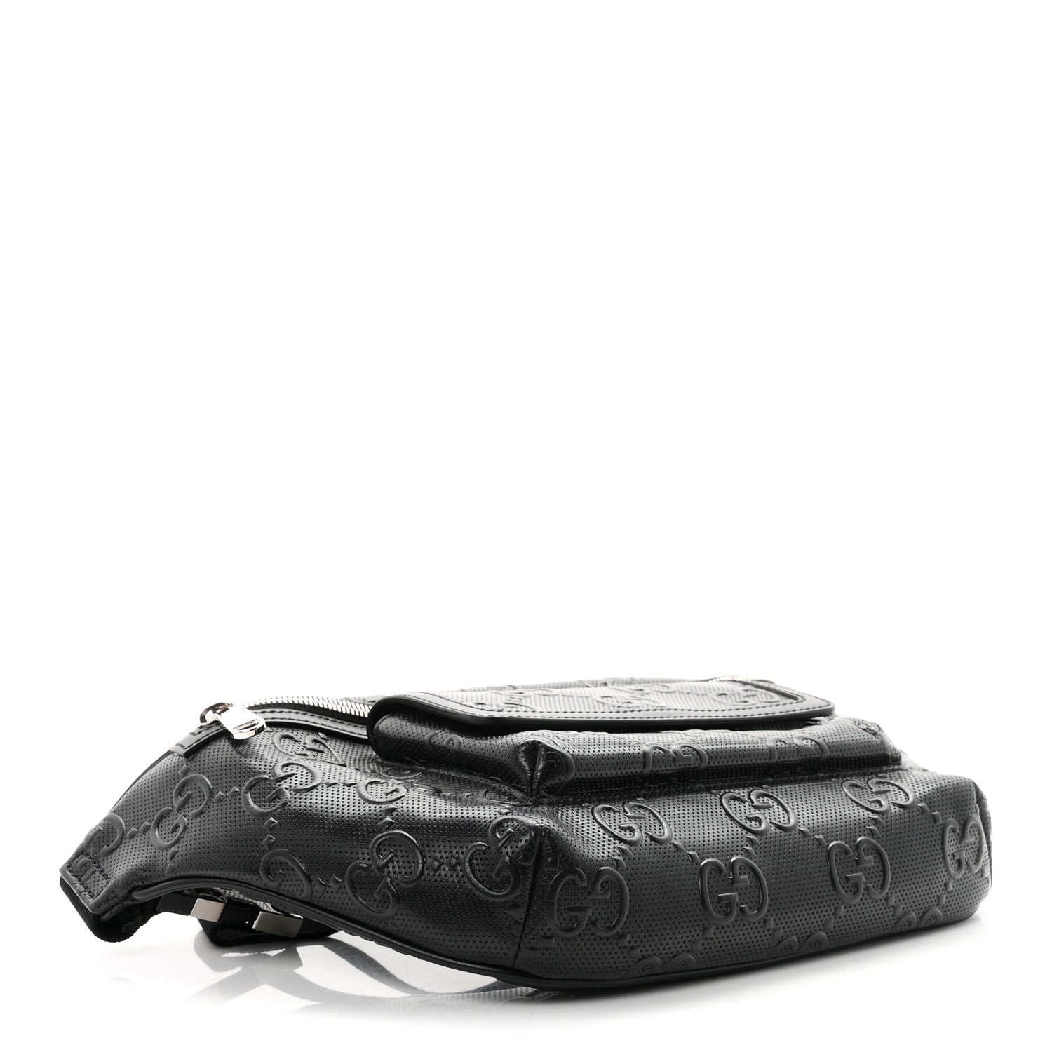 Gucci Calfskin GG Tennis Embossed Pocket Belt Bag Black 3 of 9
