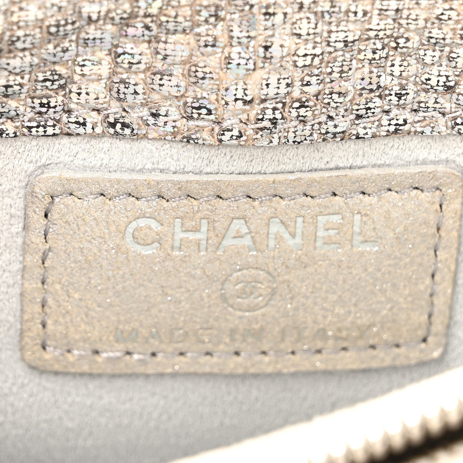 Chanel Iridescent Lizard Phone Holder Crossbody Silver 6 of 12