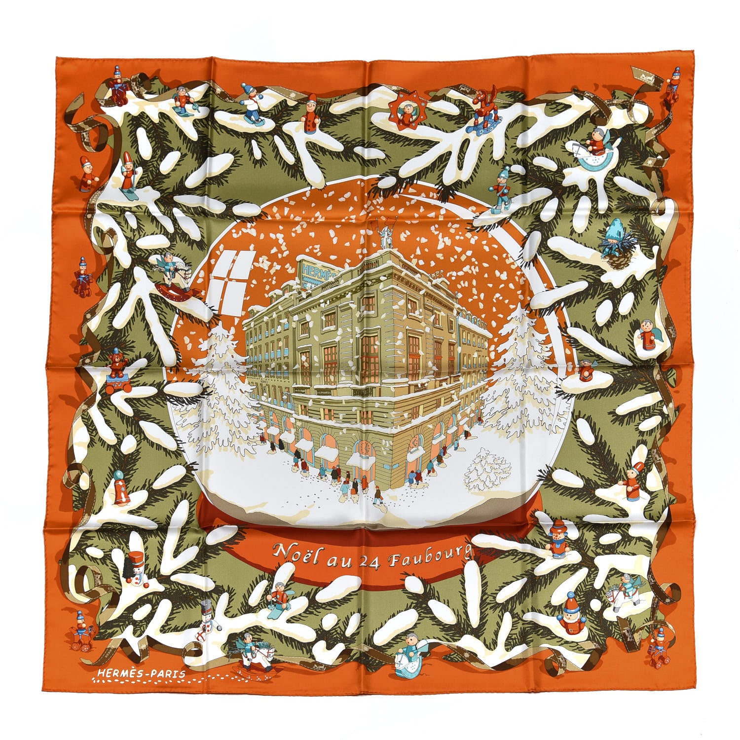 Hermes Silk Noel Au 24 Faubourg Scarf 90 1 of 5