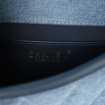 Chanel Washed Denim Quilted Small Messenger Flap Blue 6 of 11