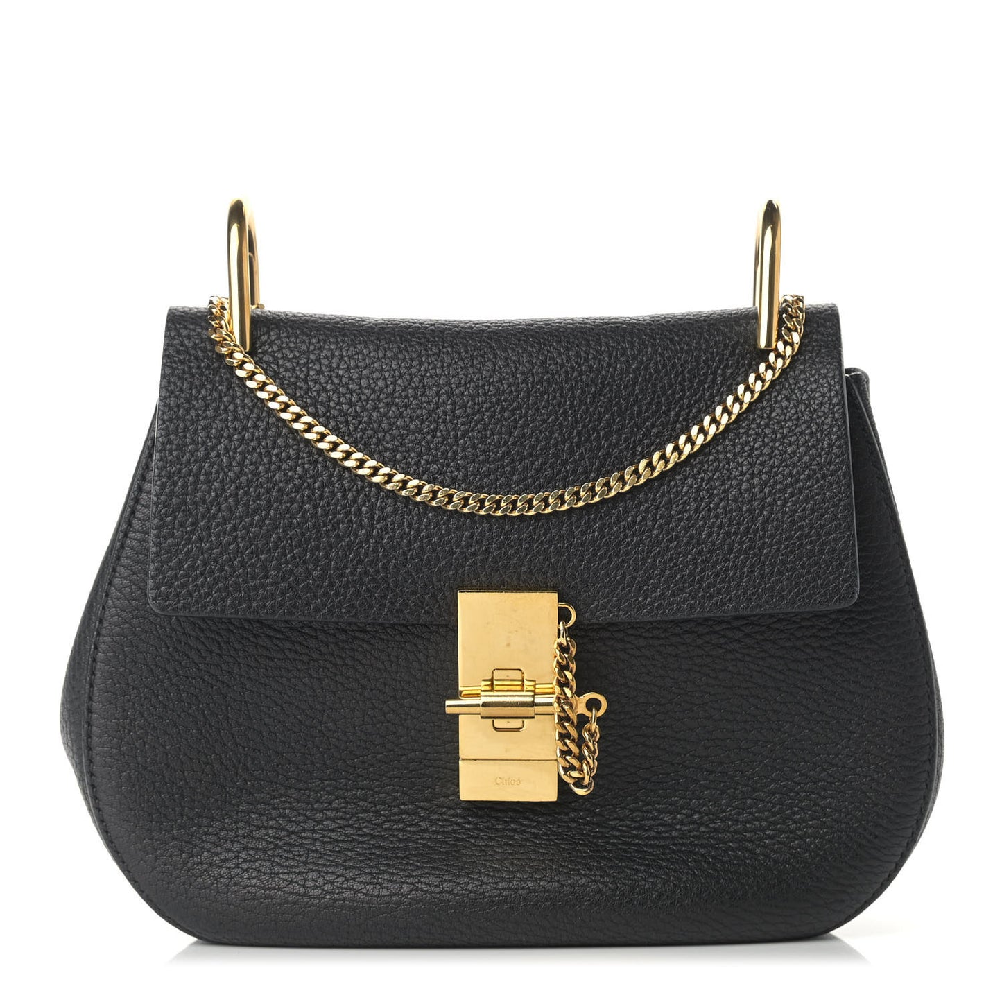 Grained Lambskin Mini Drew Shoulder Bag Black