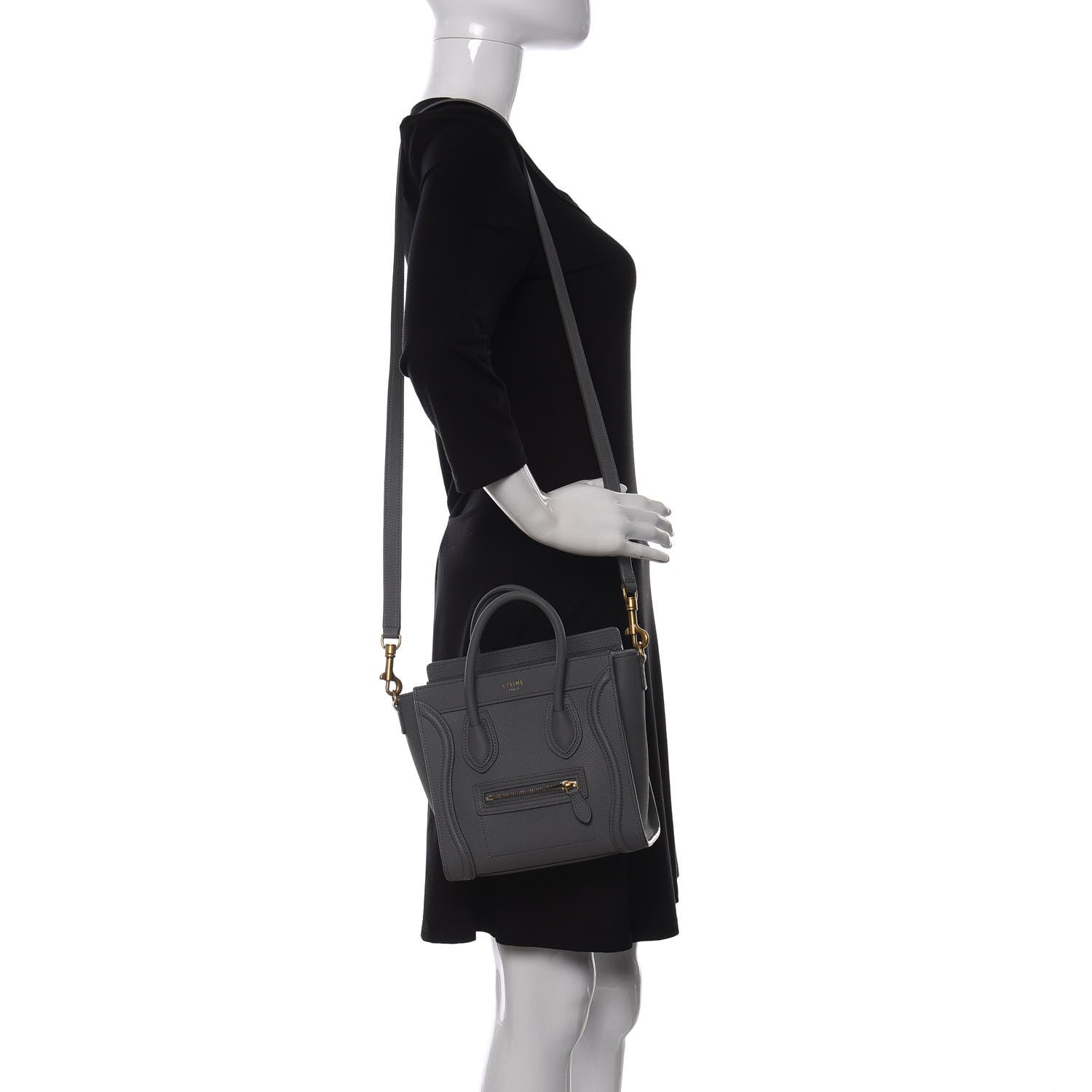 Celine Baby Drummed Calfskin Nano Luggage Kohl 2 of 10