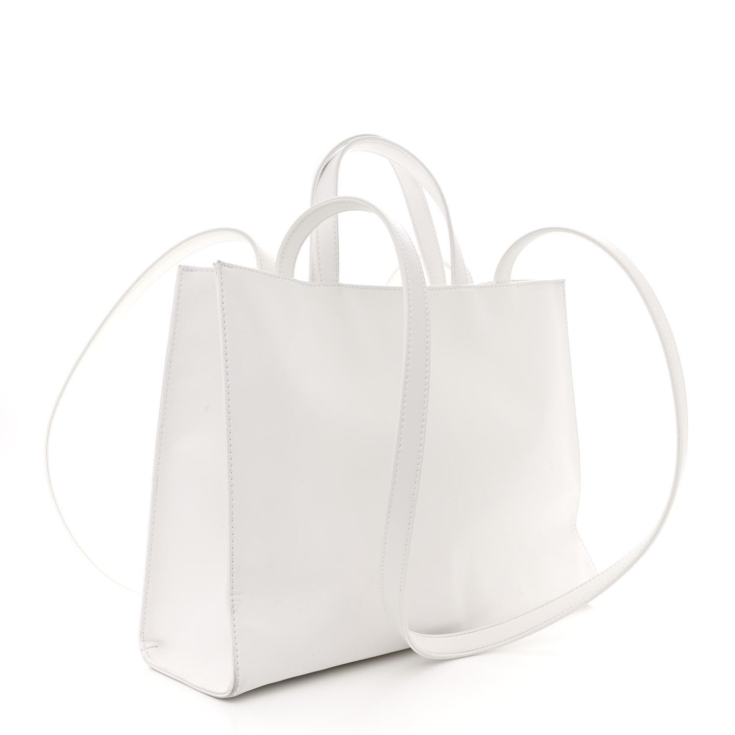 Vegan Leather Medium Shopping Bag White