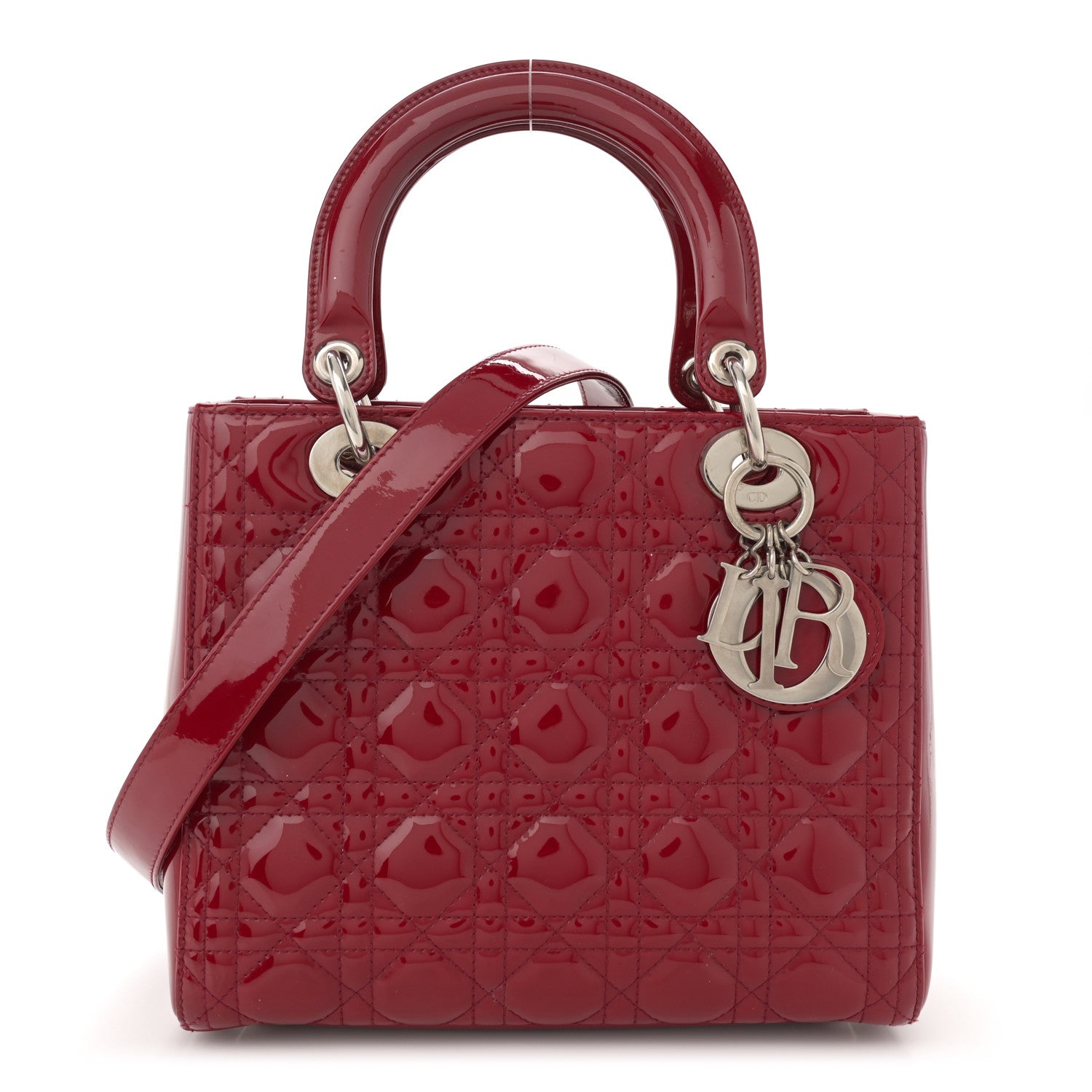 Christian Dior Patent Cannage Medium Lady Dior Red 1 of 12