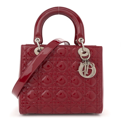 Christian Dior Patent Cannage Medium Lady Dior Red 1 of 12