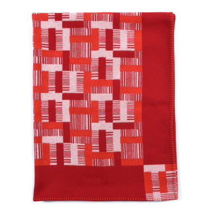 Hermes Wool Cashmere Avalon Paper Block Blanket Tangerine Carmin 1 of 2