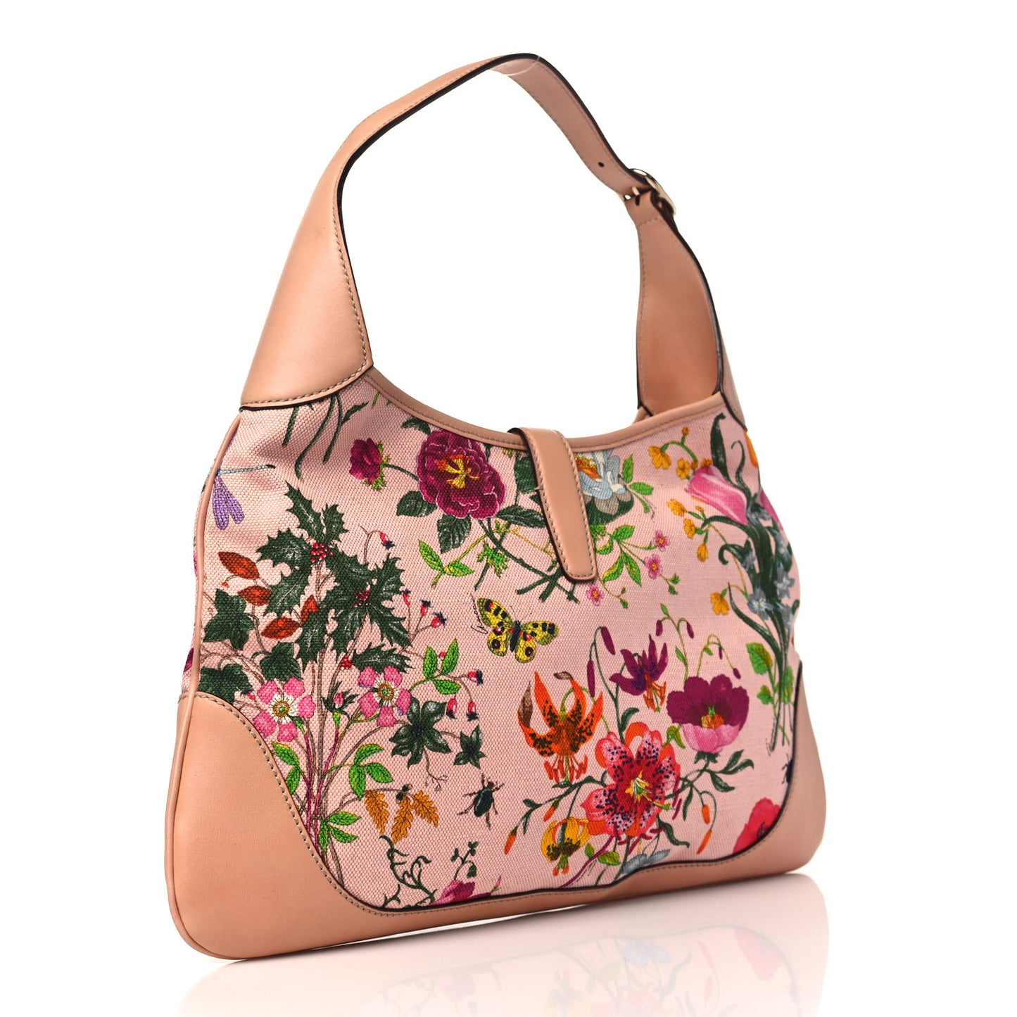 Canvas Floral Flora Medium Jackie O Bouvier Hobo Pink