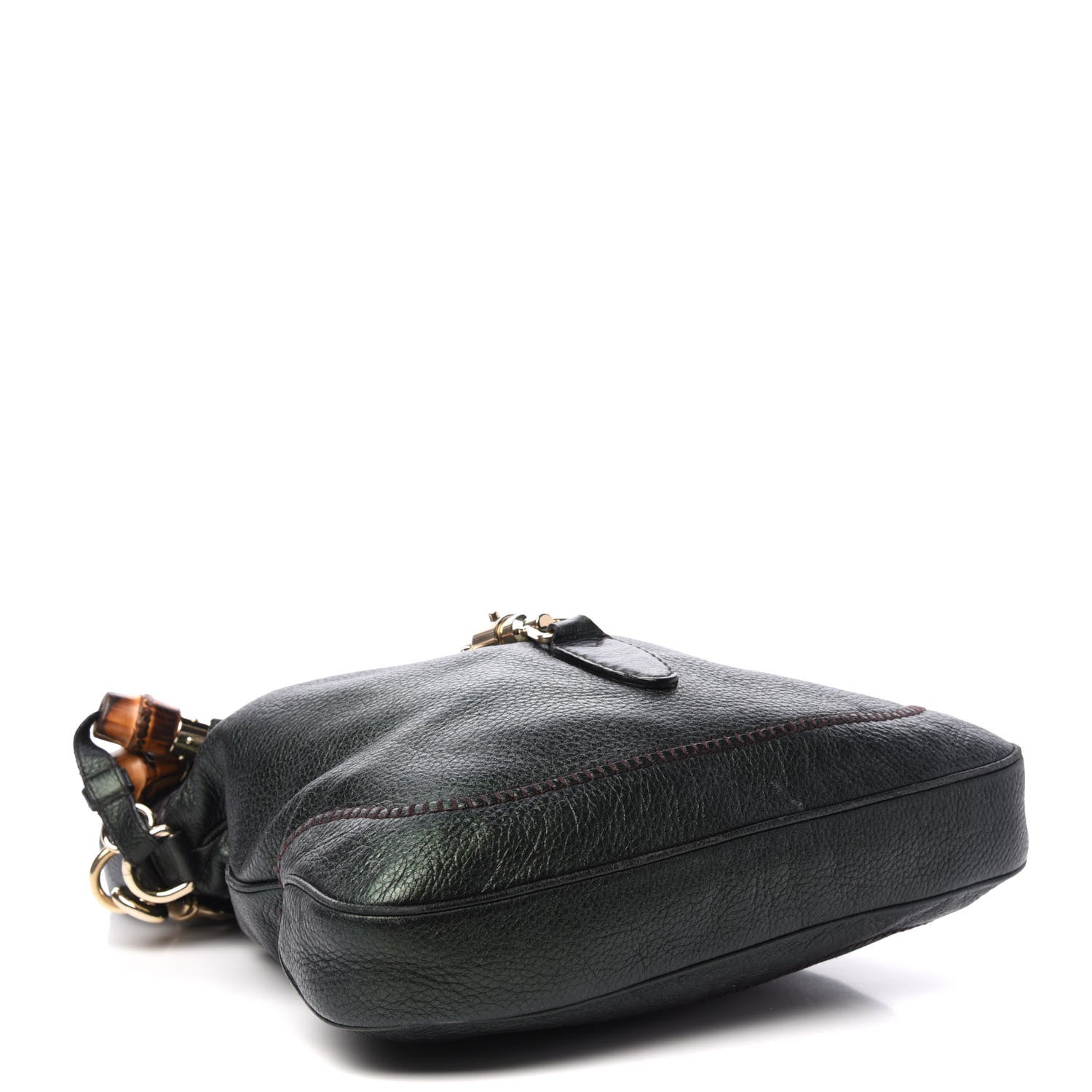 Gucci Metallic Pebbled Calfskin Large New Jackie Shoulder Bag Green 4 of 11