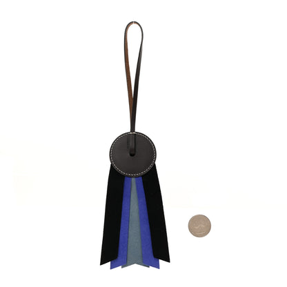 Hermes Hunter Cowhide Milo Lambskin Paddock Flot Bag Charm Bleu Electrique Bleu Lin Black 2 of 4