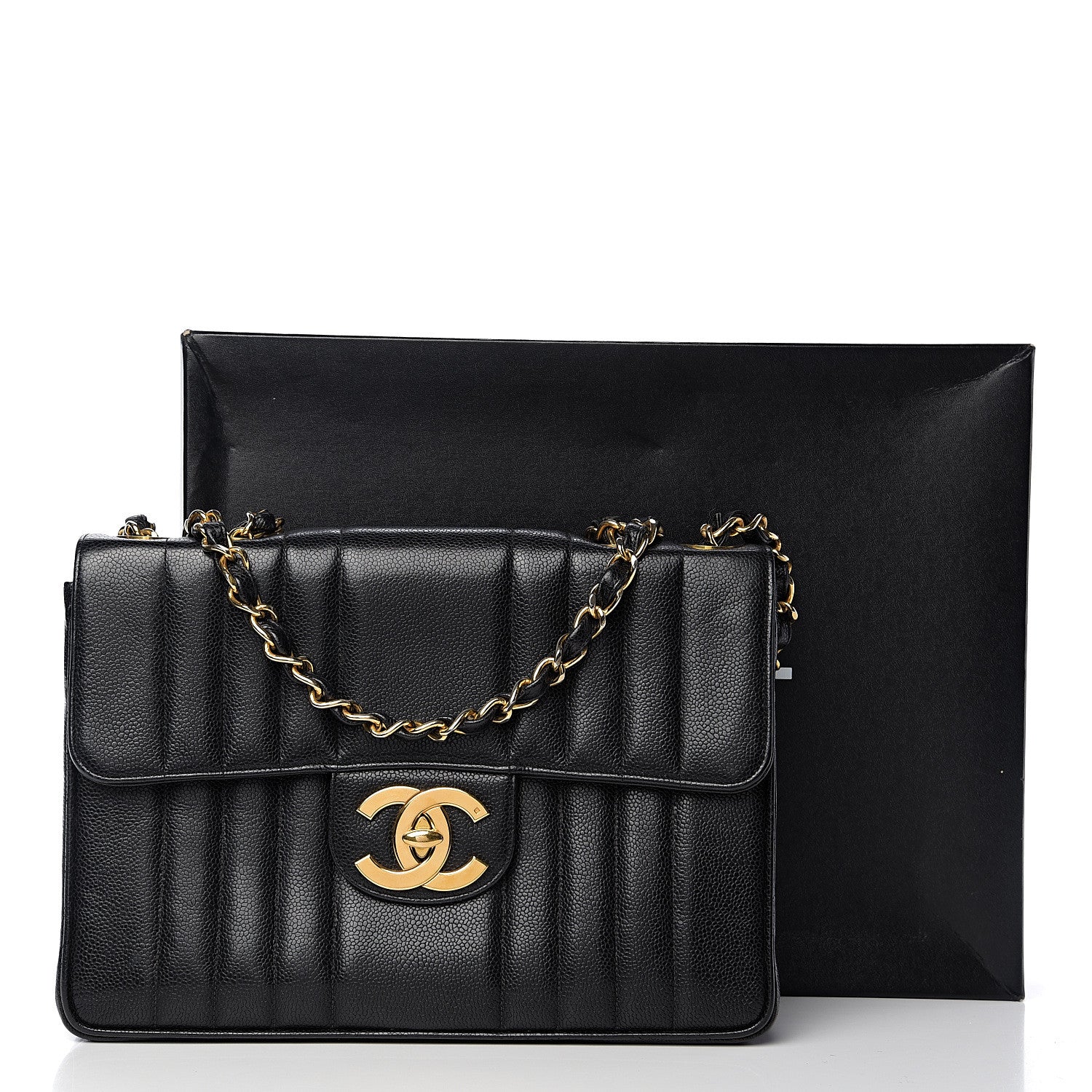 Chanel Caviar Vertical Quilted Jumbo Single Flap Black 14 of 14