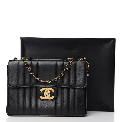 Chanel Caviar Vertical Quilted Jumbo Single Flap Black 14 of 14