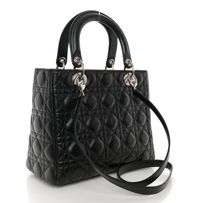 Christian Dior Lambskin Cannage Medium Lady Dior Black 3 of 11