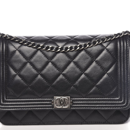 Chanel Lambskin Quilted Boy Wallet On Chain WOC Black 13 of 13