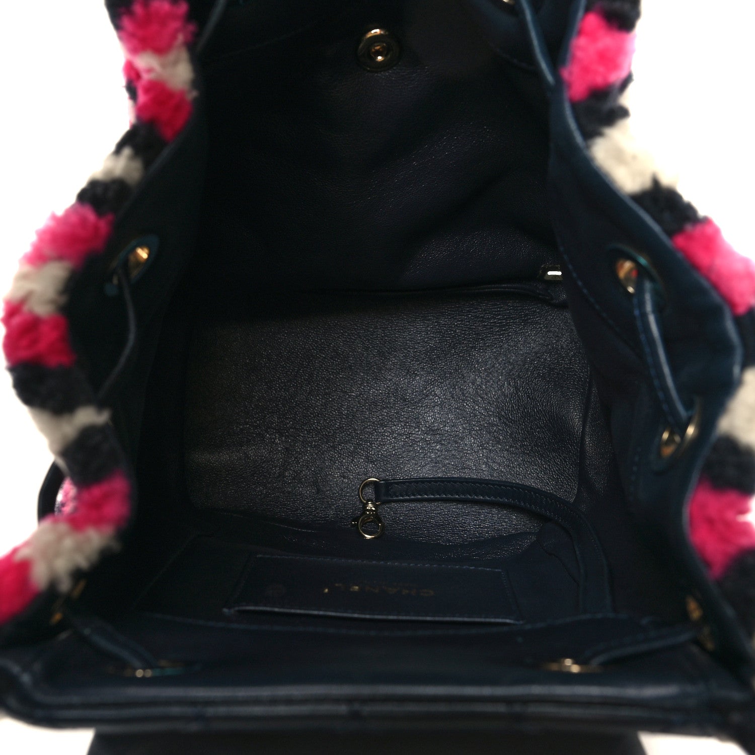 Chanel Lambskin Shearling Small Urban Spirit Backpack White Fuchsia Navy 5 of 10