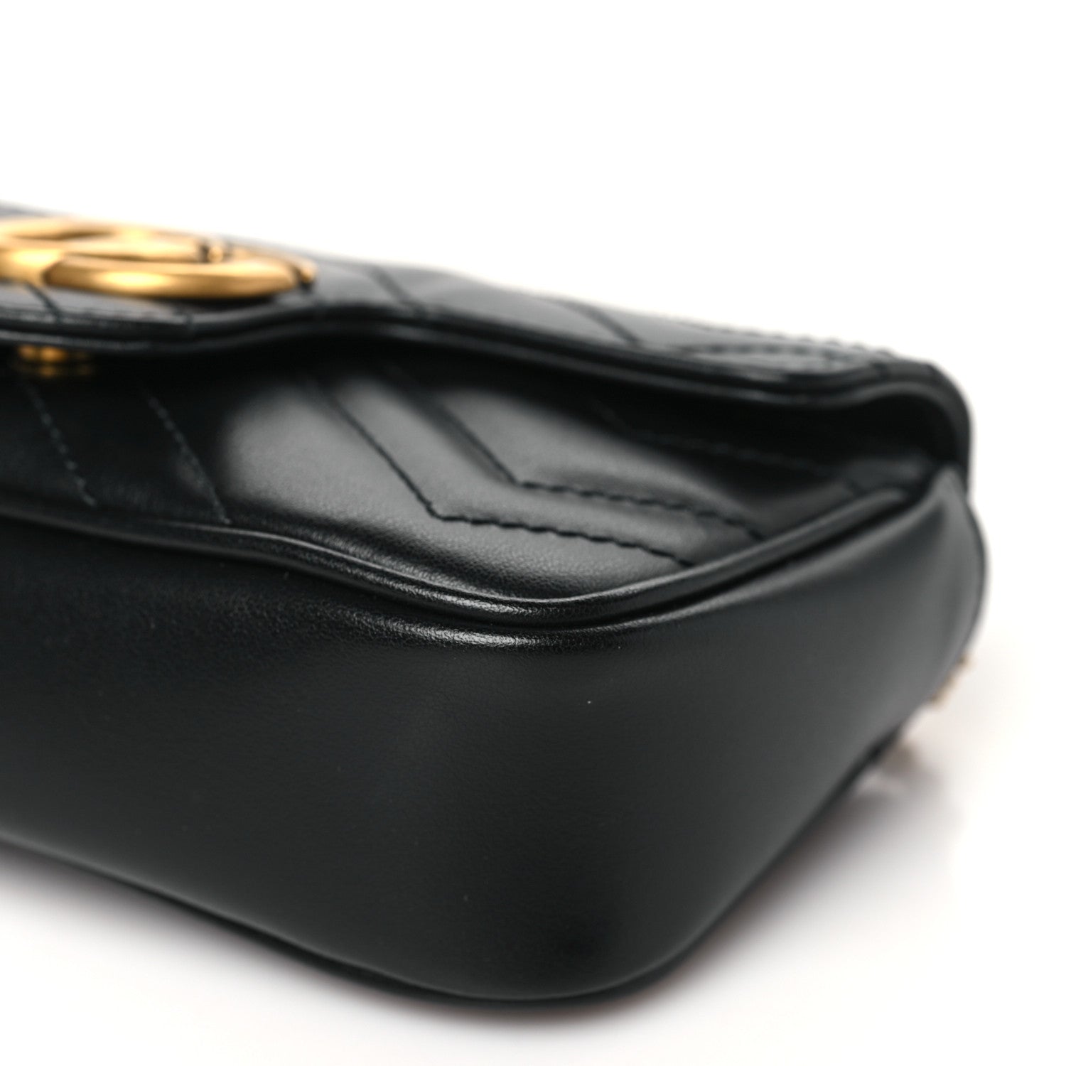 Gucci Calfskin Matelasse Super Mini GG Marmont Shoulder Bag Black 10 of 11