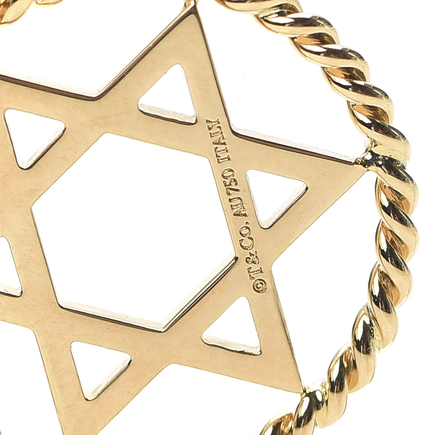 Tiffany 18K Yellow Gold Star of David Twist Charm 3 of 4