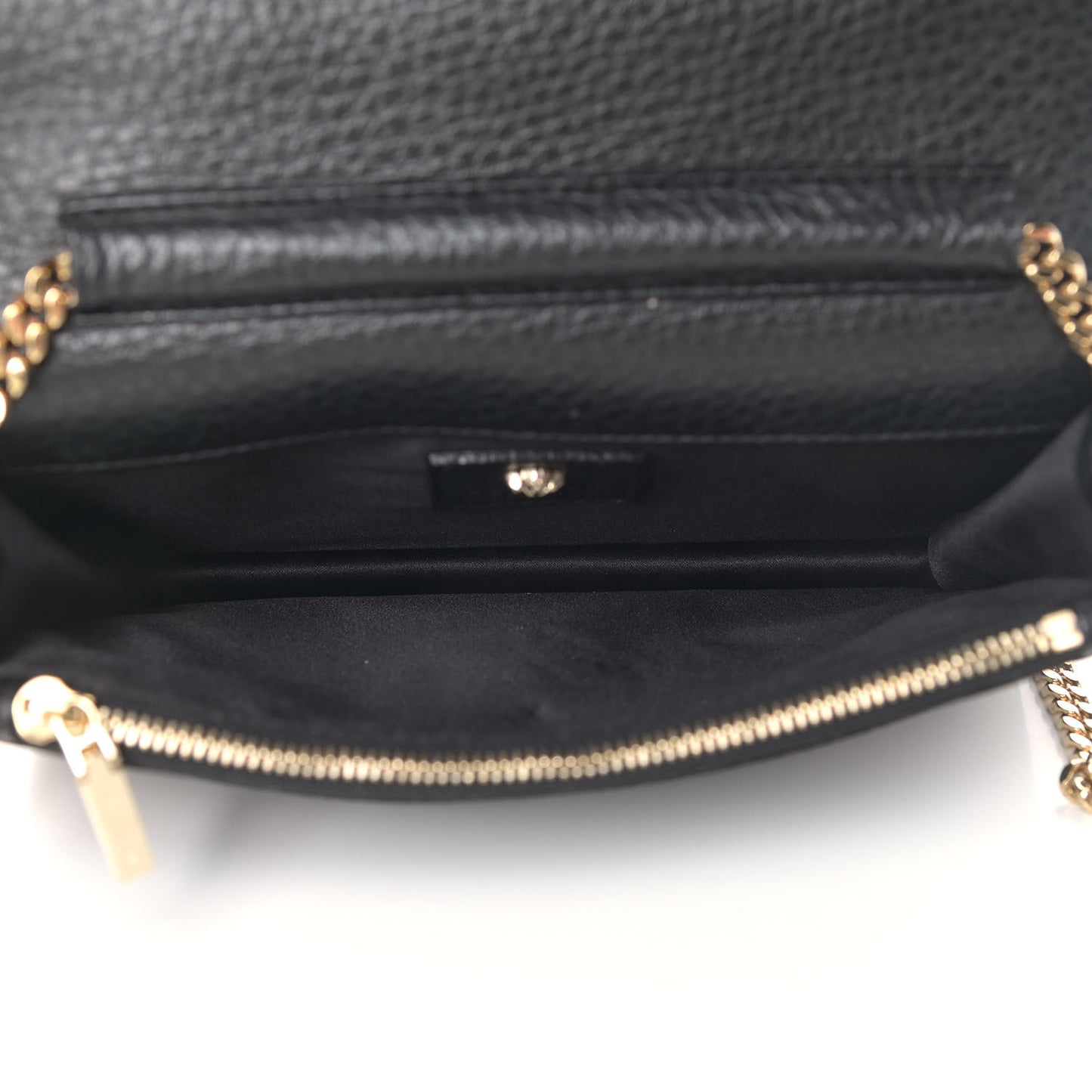 Grained Calfskin Medusa Evening Clutch Bag Black