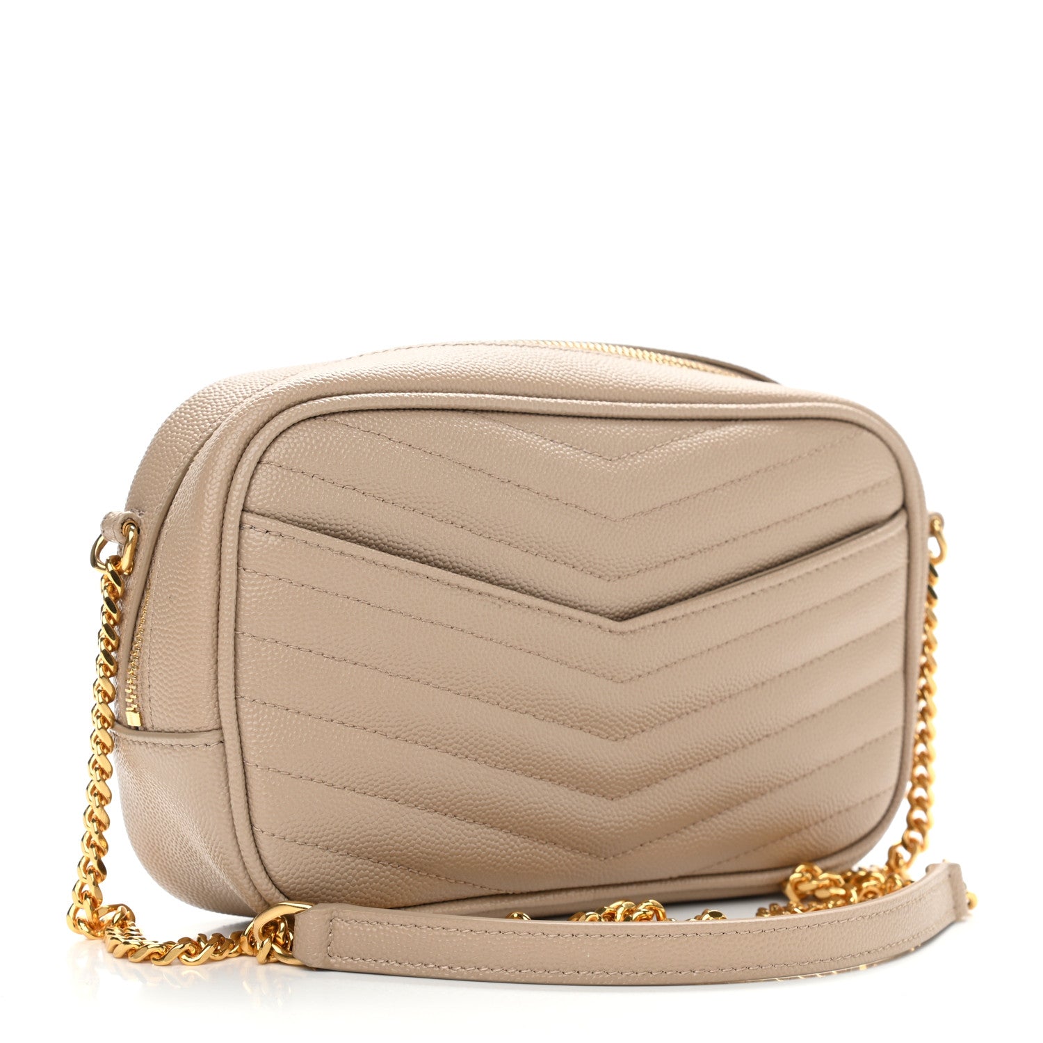 Saint Laurent Grain De Poudre Matelasse Monogram Mini Lou Camera Bag Dark Beige 3 of 10