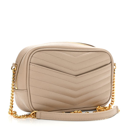 Saint Laurent Grain De Poudre Matelasse Monogram Mini Lou Camera Bag Dark Beige 3 of 10