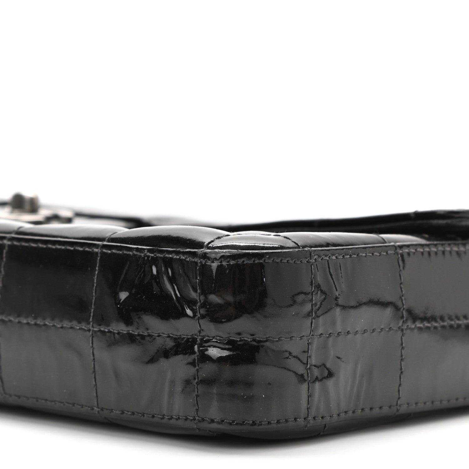 Chanel Patent Quilted East West Chocolate Bar Flap Black 11 of 12