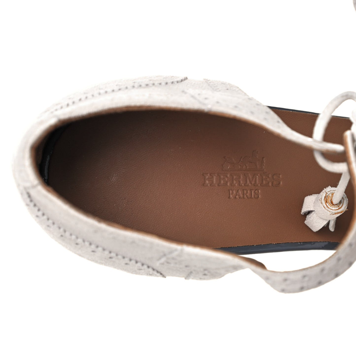Suede Patent Brogue Tassel Sandals 39.5