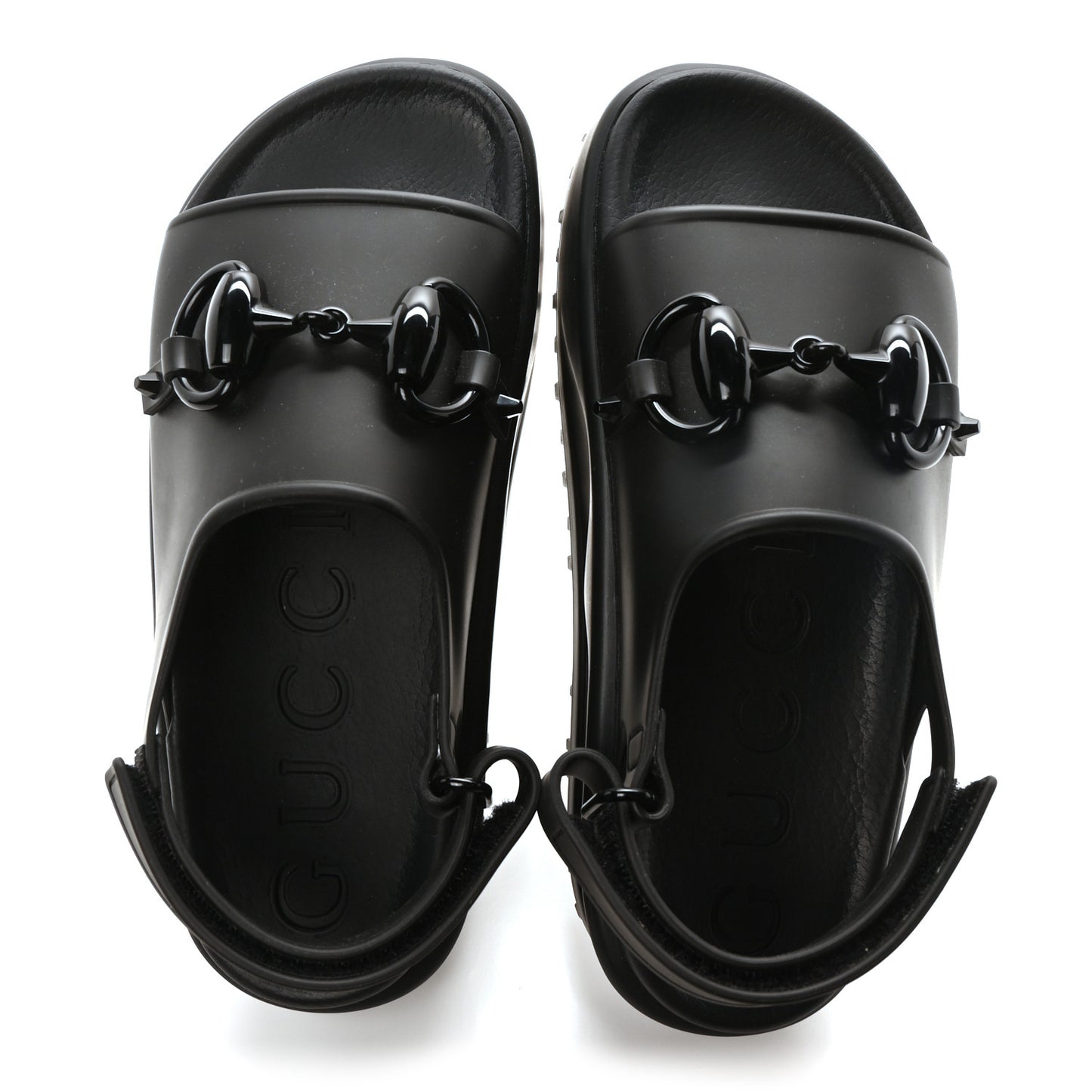 Soft Rubber Horsebit Touch Womens Strapped Sandals 36 Black