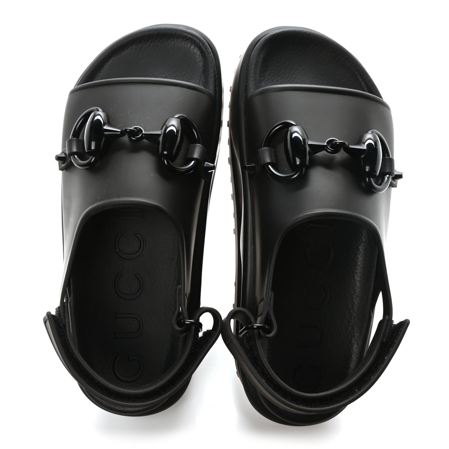 Gucci Soft Rubber Horsebit Touch Womens Strapped Sandals 36 Black 2 of 9