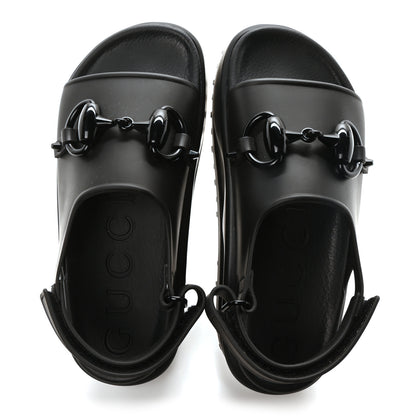 Gucci Soft Rubber Horsebit Touch Womens Strapped Sandals 36 Black 2 of 9