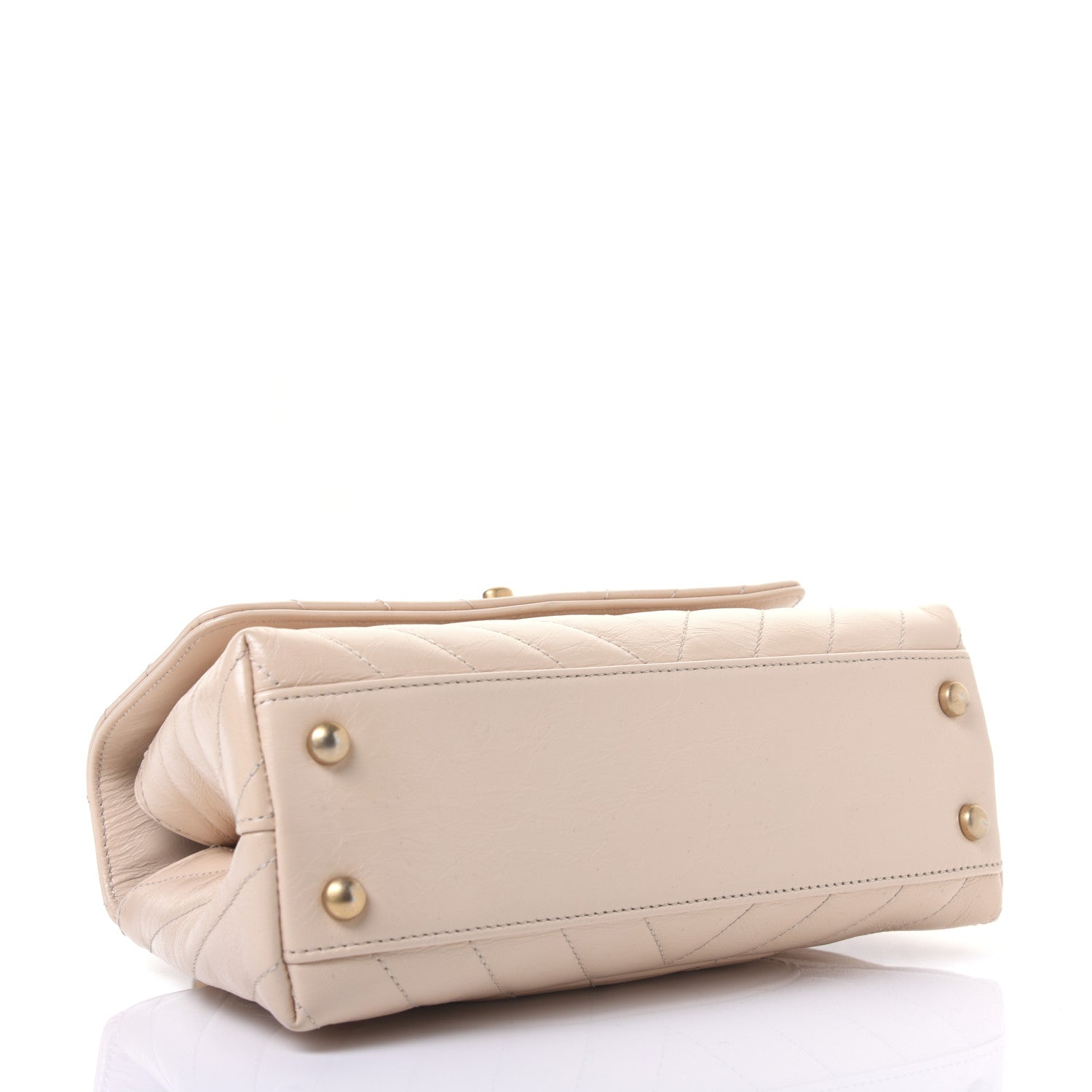 Chanel Calfskin Chevron Quilted Mini Coco Handle Flap Beige 5 of 20