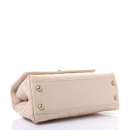 Chanel Calfskin Chevron Quilted Mini Coco Handle Flap Beige 5 of 20