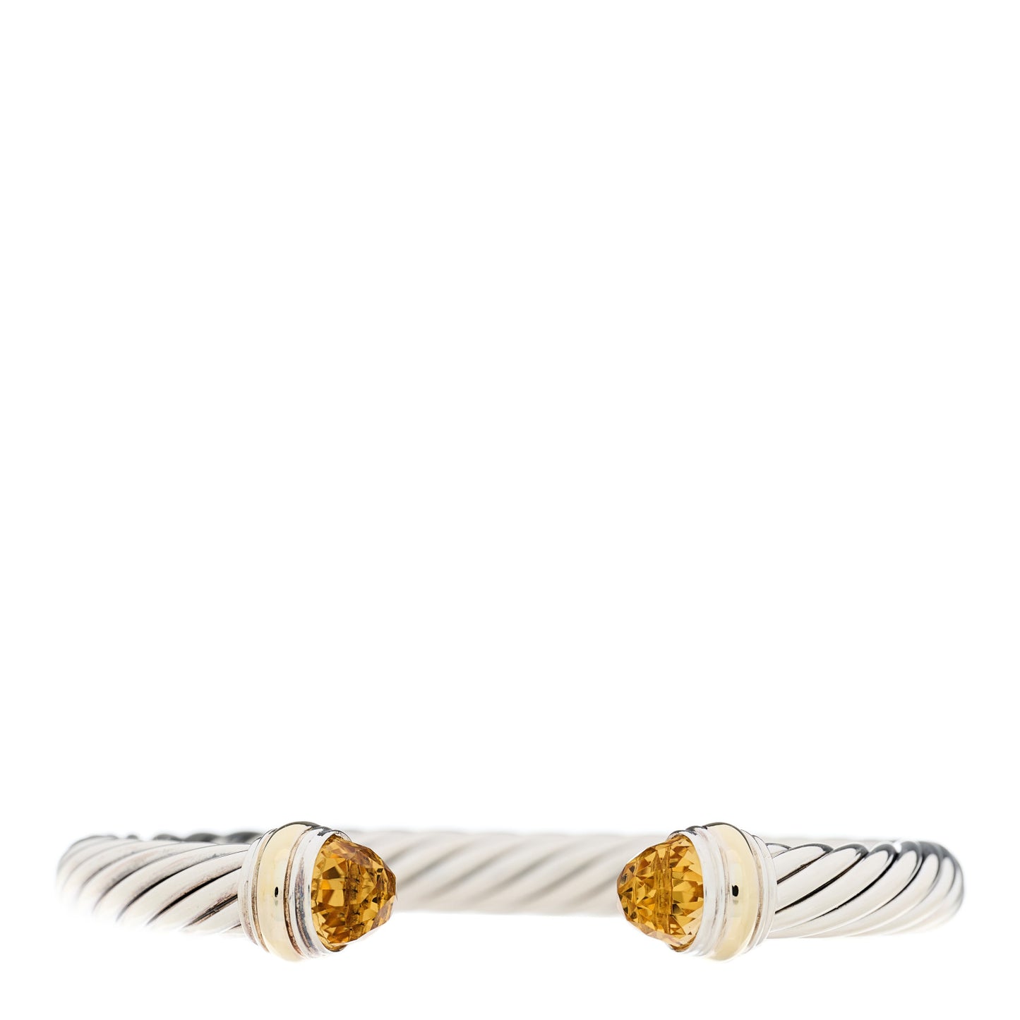 Sterling Silver 14K Yellow Gold Citrine 7mm Cable Classics Bracelet