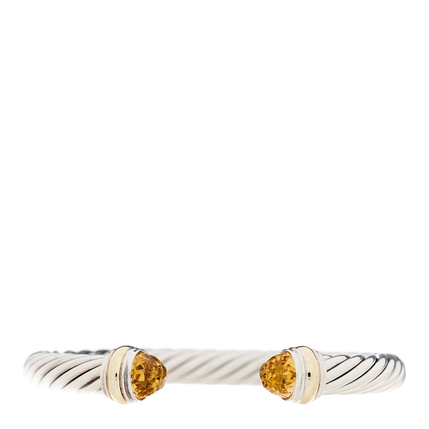 David Yurman Sterling Silver 14K Yellow Gold Citrine 7mm Cable Classics Bracelet 1 of 3